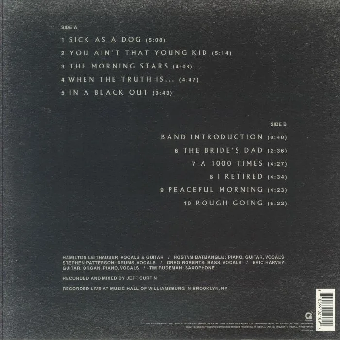 Back cover — Hamilton LEITHAUSER / ROSTAM — I Won't Let Up: Live At Music Hall Of Williamsburg