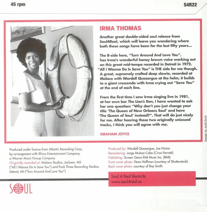 Back cover — Irma THOMAS — All I Wanna Do Is Save You
