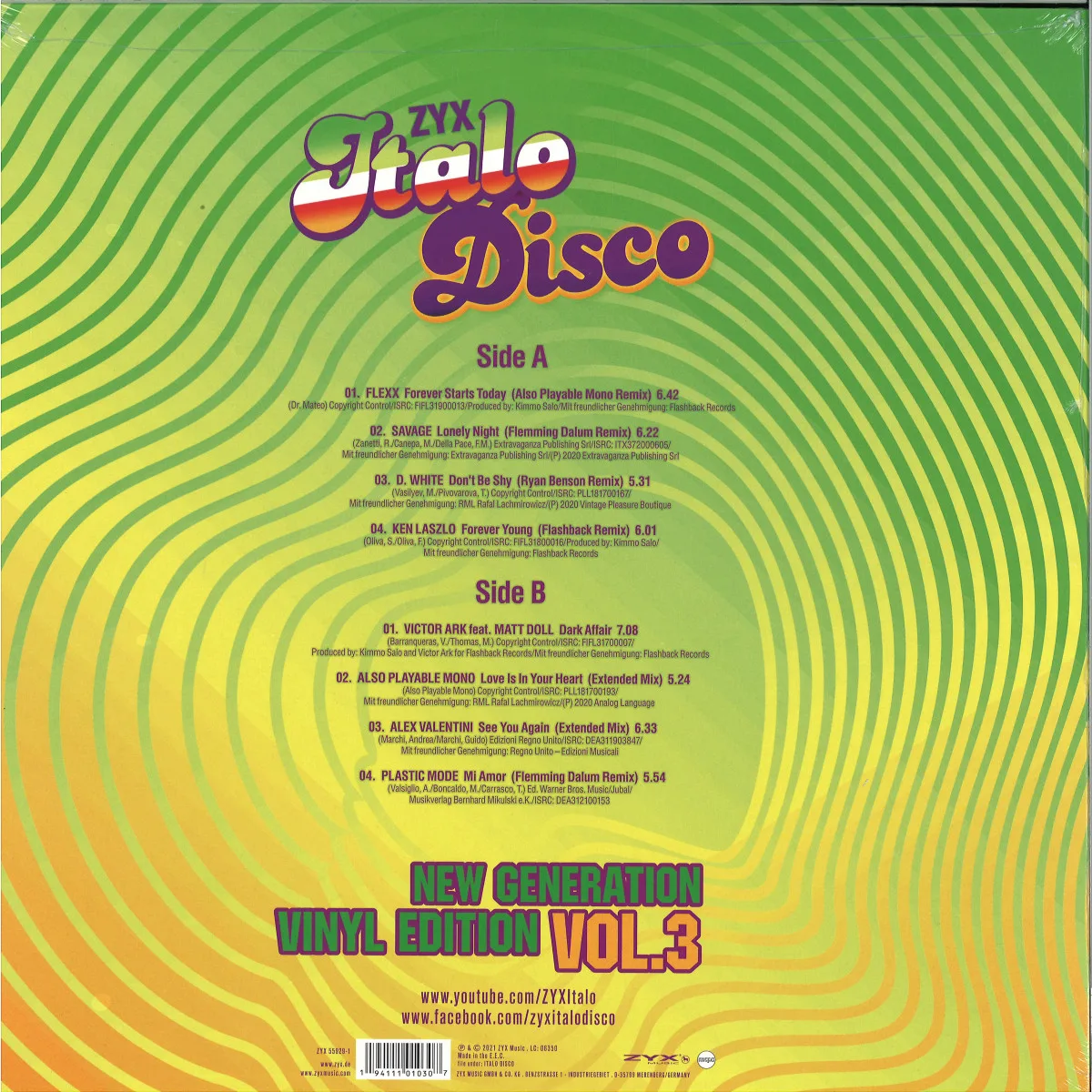 Обратная сторона обложки — Various — ZYX Italo Disco New Generation: Vinyl Edition Vol. 3