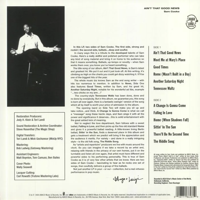 Back cover — Sam COOKE — Ain't That Good News (remastered)