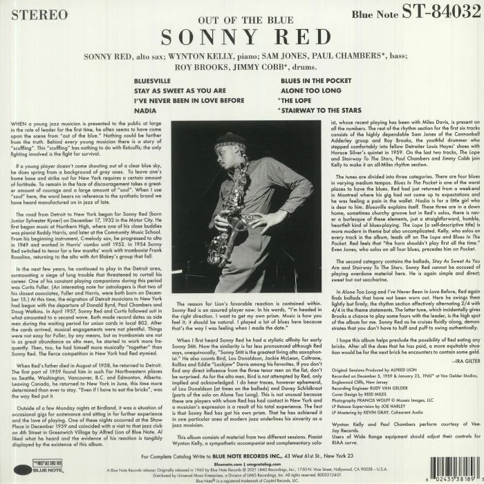 Back cover — Sonny RED — Out Of The Blue (Tone Poet Series)