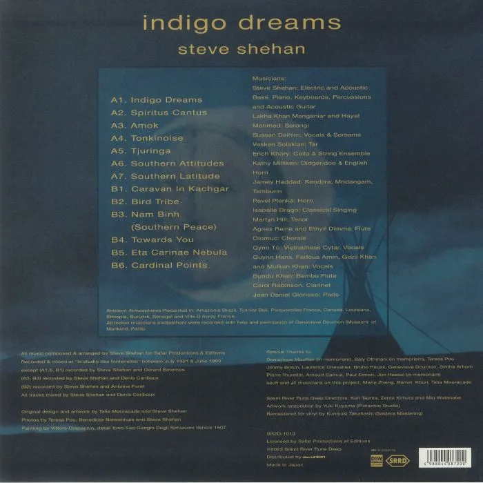 Back cover — Steve SHEHAN — Indigo Dreams (Japanese Edition)