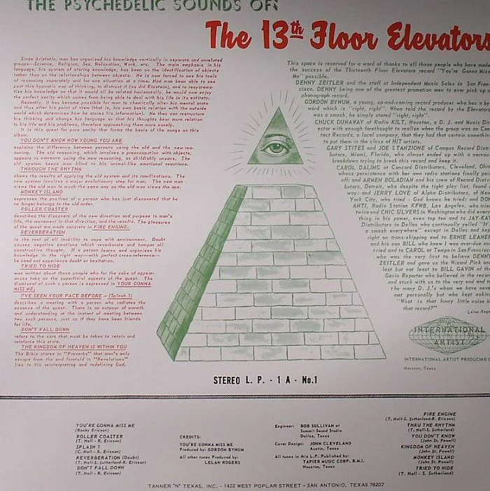 Back cover — 13TH FLOOR ELEVATORS — The Psychedelic Sounds Of The 13th Floor Elevators (B-STOCK)