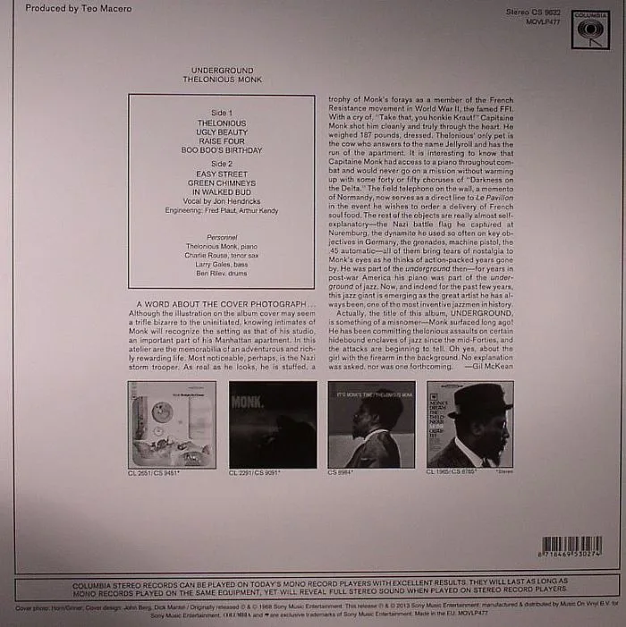 Back cover — Thelonious MONK — Underground