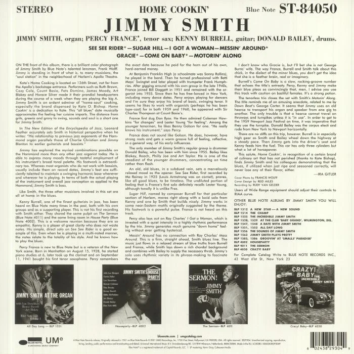 Back cover — Jimmy SMITH — Home Cookin' (Classic Vinyl Series) (reissue)