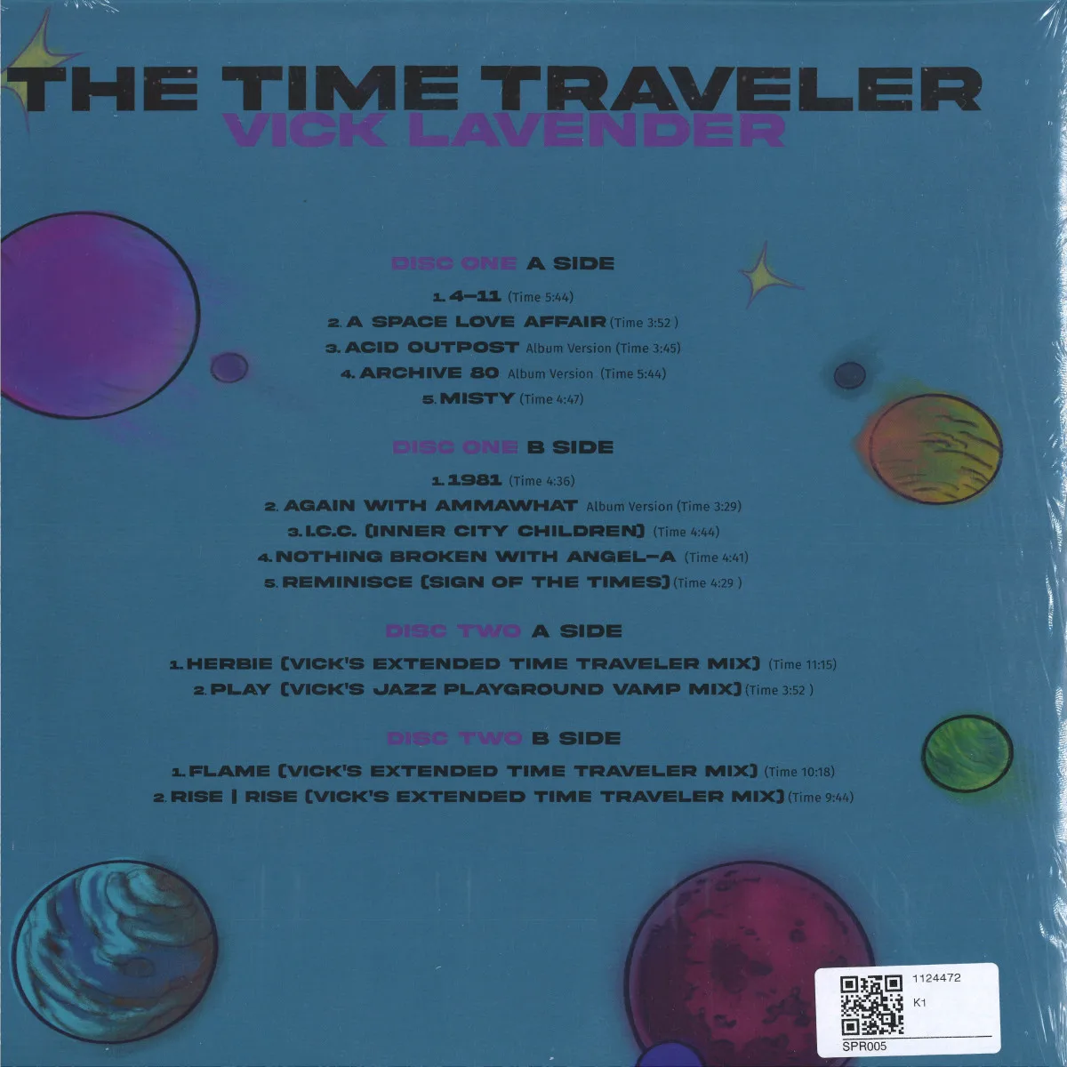 Back cover — Vick Lavender — Time Traveler LP 2x12"