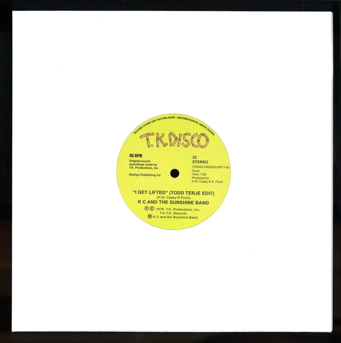 Обратная сторона обложки — K C & The Sunshine Band — I Get Lifted - Todd Terje Edit (10")
