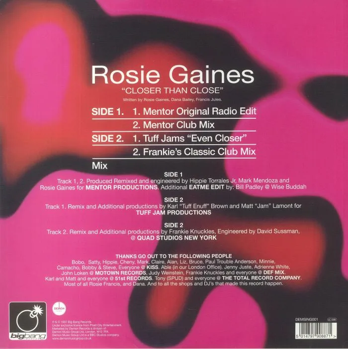Back cover — Rosie GAINES — Closer Than Close
