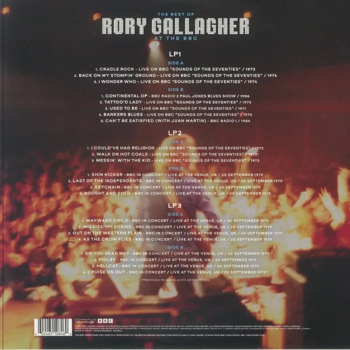 Back cover — Rory GALLAGHER — The Best Of Rory Gallagher At The BBC