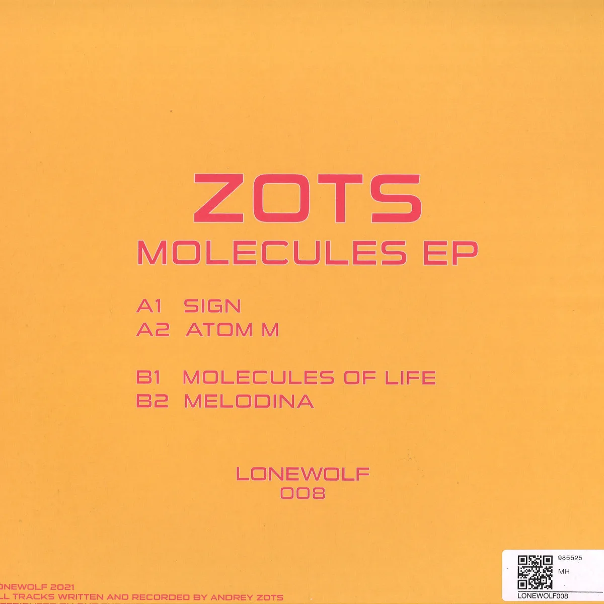 Обратная сторона обложки — Zots — Molecules of Life EP