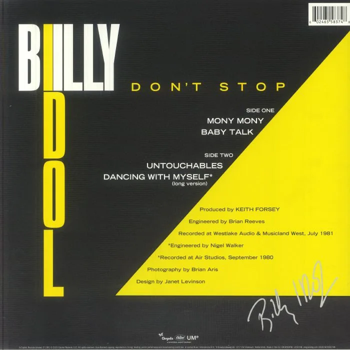 Обратная сторона обложки — Billy IDOL — Don't Stop (reissue)