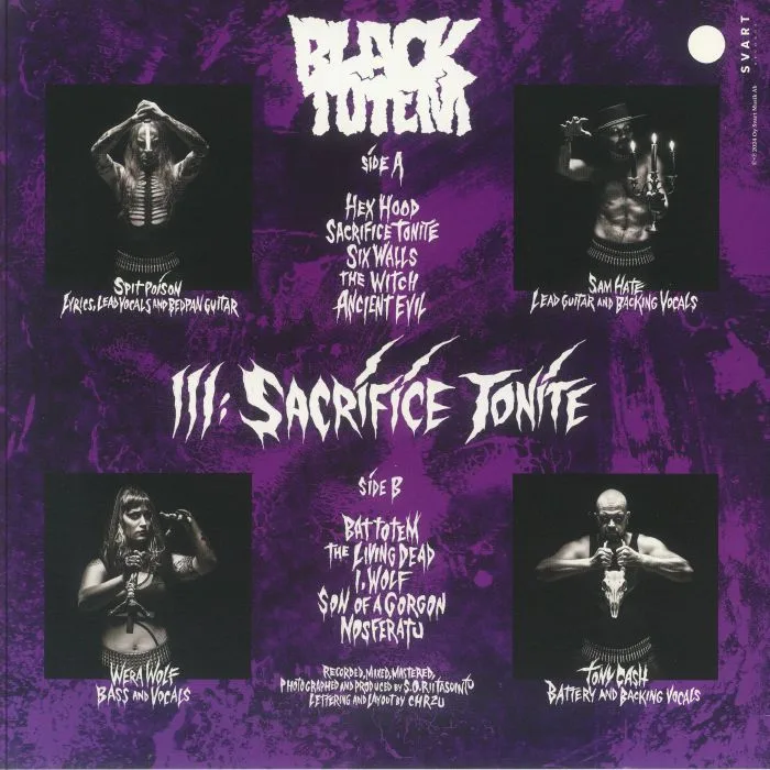 Back cover — BLACK TOTEM — III: Sacrifice Tonite