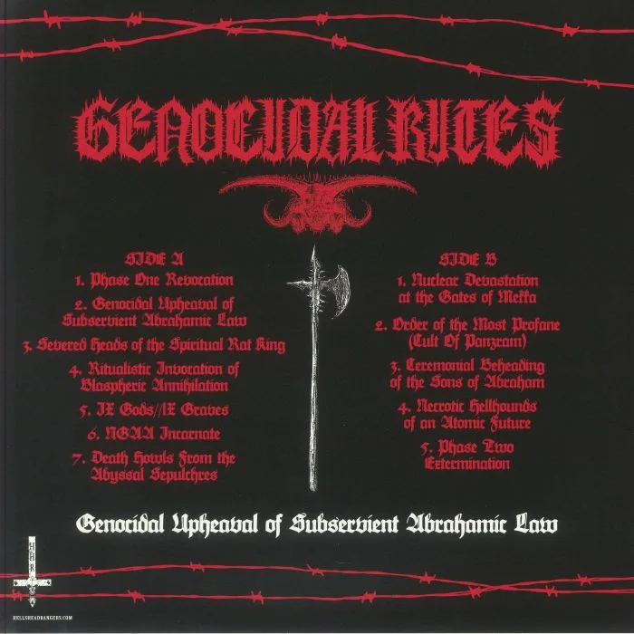 Back cover — GENOCIDAL RITES — Genocidal Upheaval Of Subservient Abrahamic Law