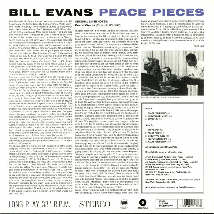 Обратная сторона обложки — Bill EVANS — Peace Pieces