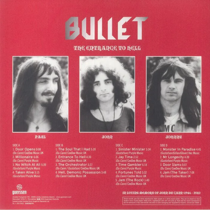 Back cover — BULLET — The Entrance To Hell