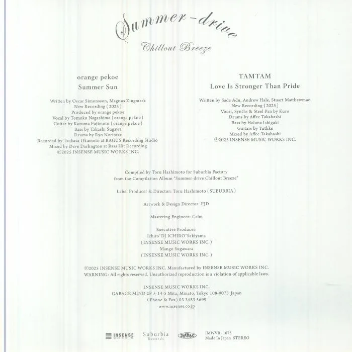 Back cover — ORANGE PEKOE / TAMTAM — Summer Sun