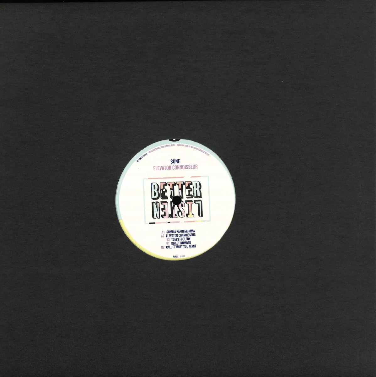 Back cover — Sune — Elevator Connoisseur EP