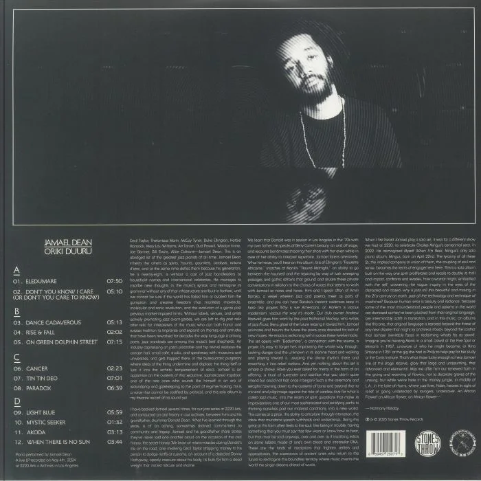 Back cover — Jamael DEAN — Oriki Duuru