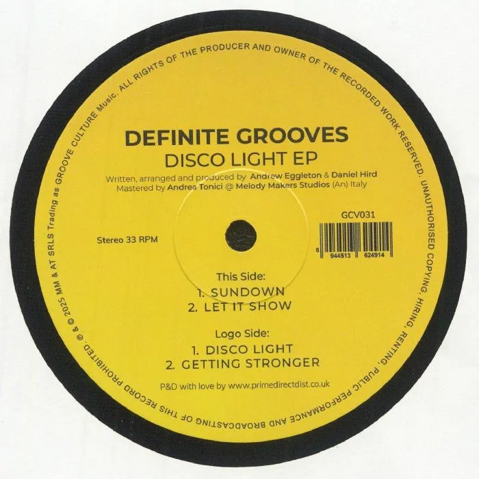 Обратная сторона обложки — DEFINITE GROOVES — Disco Light EP
