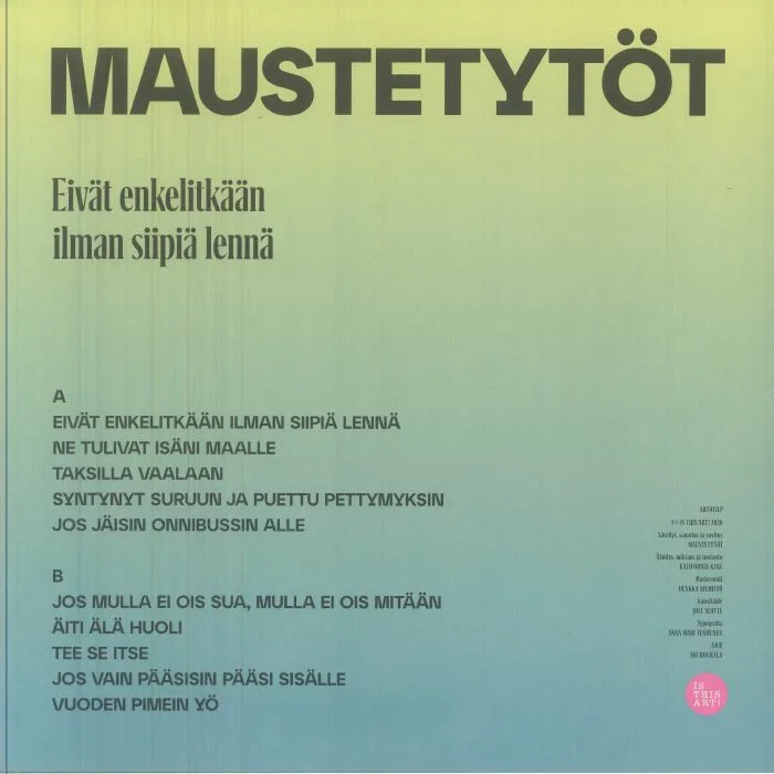 Back cover — MAUSTETYTOT — Eivat Enkelitkaan Ilman Siipia Lenna
