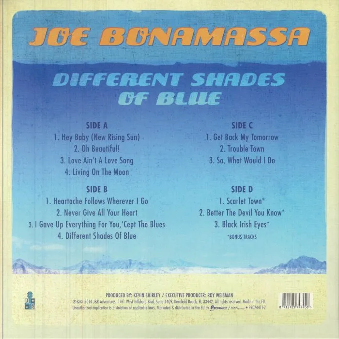 Обратная сторона обложки — Joe BONAMASSA — Different Shades Of Blue (10th Anniversary Edition)