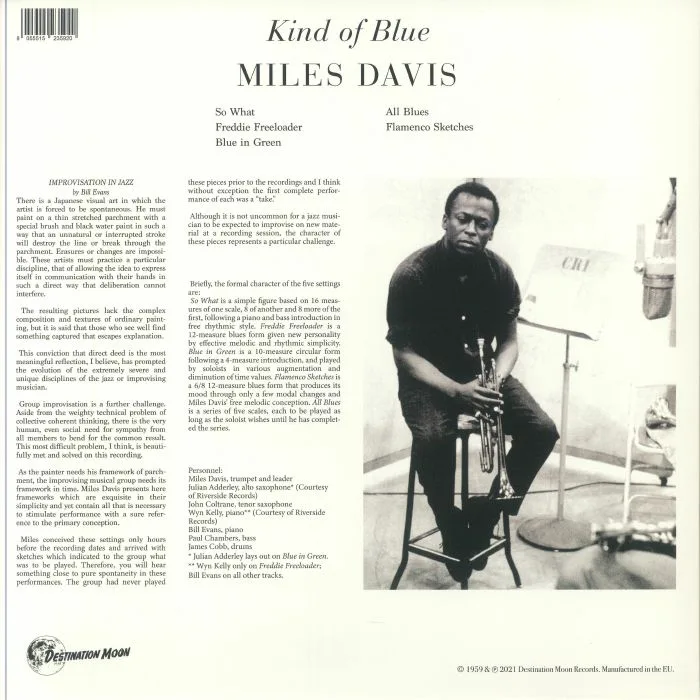 Back cover — Miles DAVIS — Kind Of Blue (reissue)