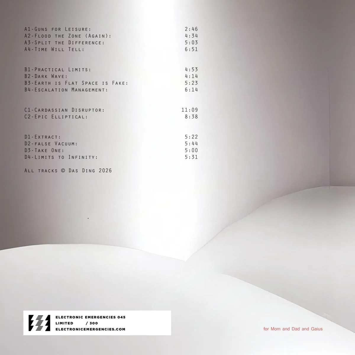 Back cover — Das Ding — Practical Limits of Nihilism LP 2x12"