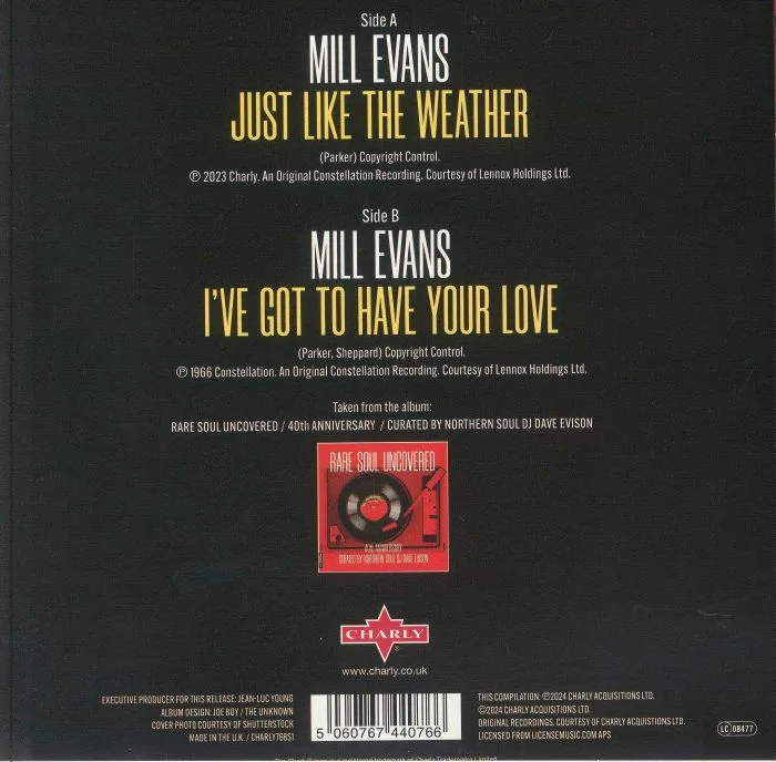 Back cover — Mill EVANS — Just Like The Weather