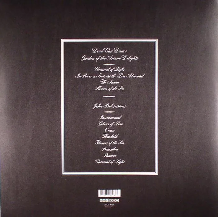 Обратная сторона обложки — DEAD CAN DANCE — Garden Of The Arcane Delights & The John Peel Sessions (remastered)