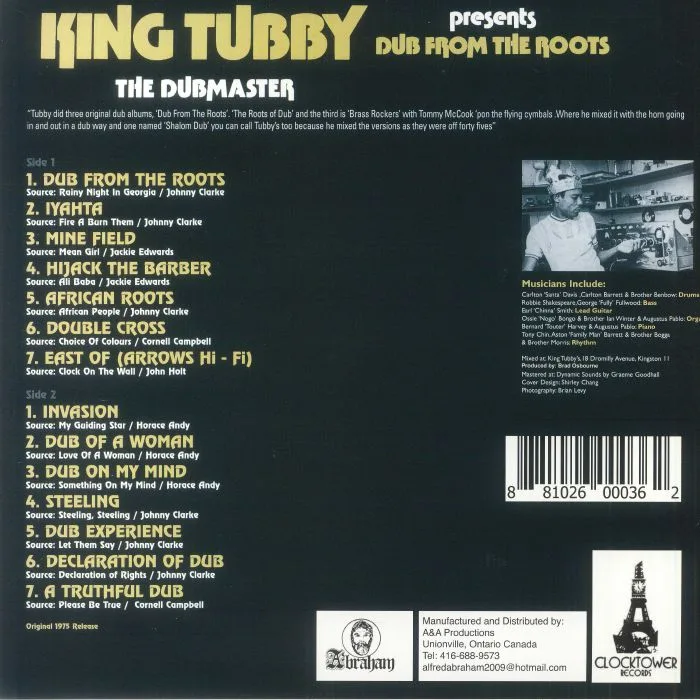 Обратная сторона обложки — KING TUBBY — The Dubmaster Presents Dub From The Roots