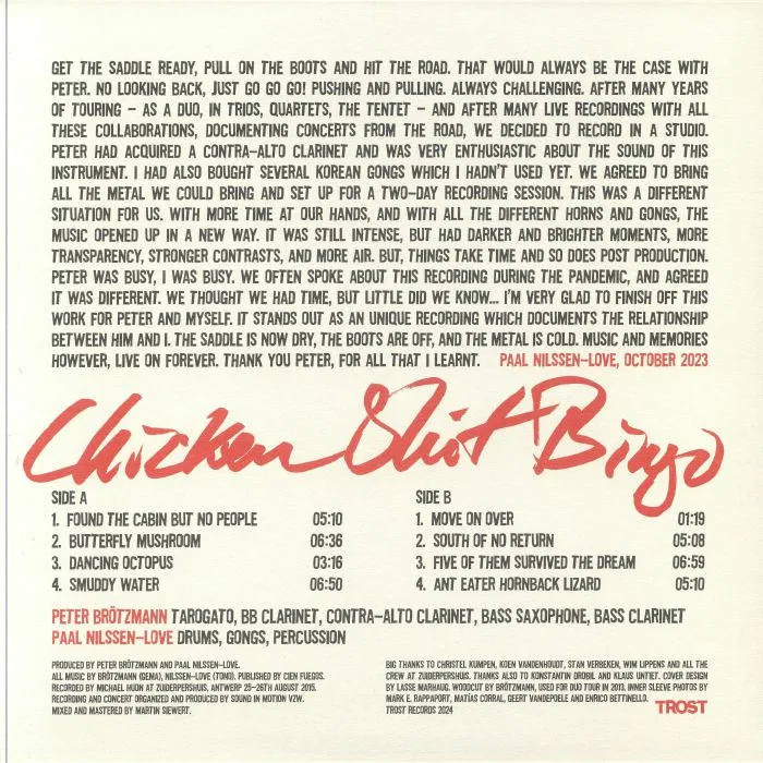 Back cover — Peter BROTZMANN / PAAL NILSSEN LOVE — Chicken Shit Bingo