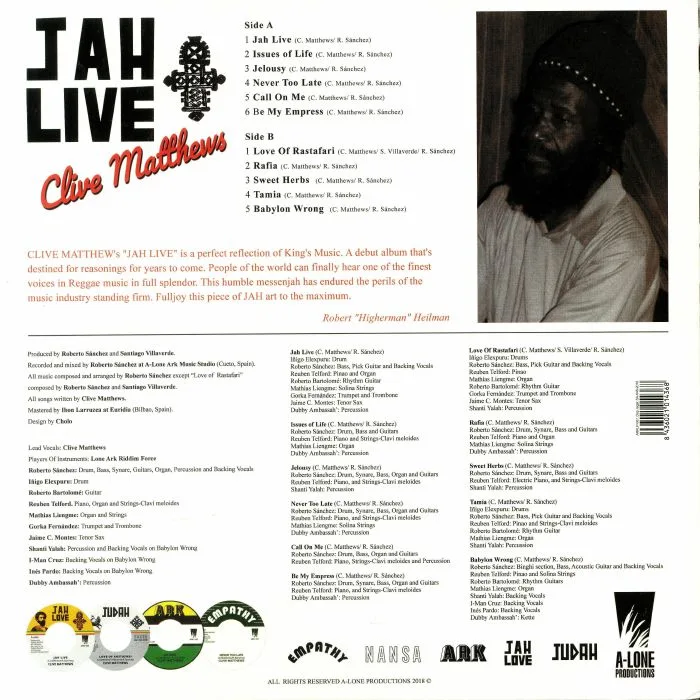 Обратная сторона обложки — Clive MATTHEWS — Jah Live