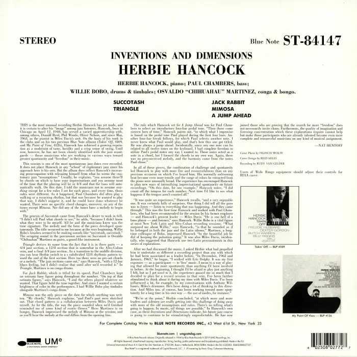 Обратная сторона обложки — Herbie HANCOCK — Inventions & Dimensions (reissue)