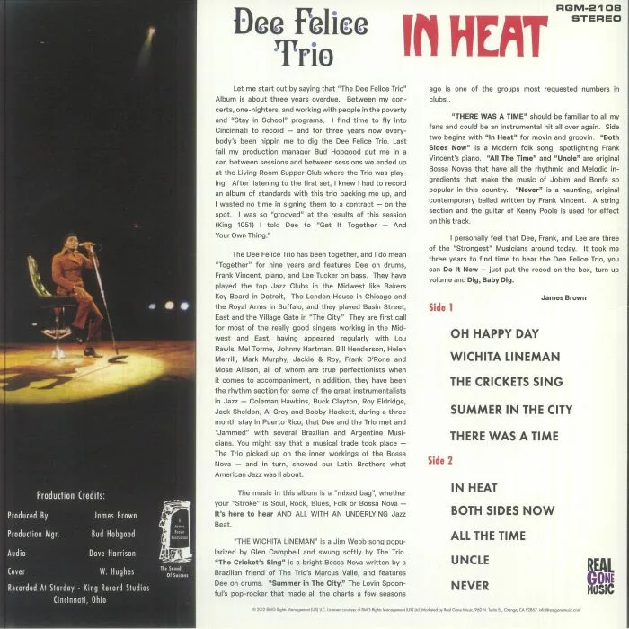 Back cover — DEE FELICE TRIO — In Heat (remastered)