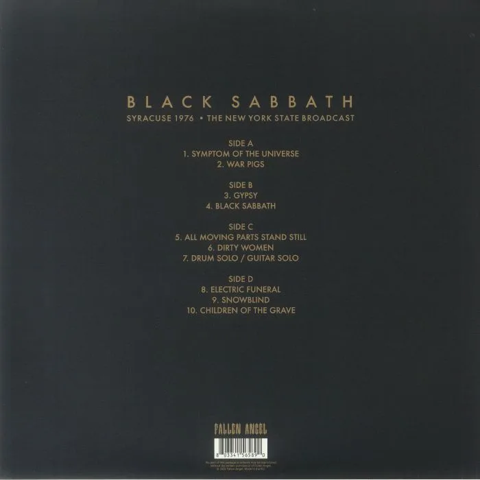 Back cover — BLACK SABBATH — Syracuse 1976: The New York State Broadcast