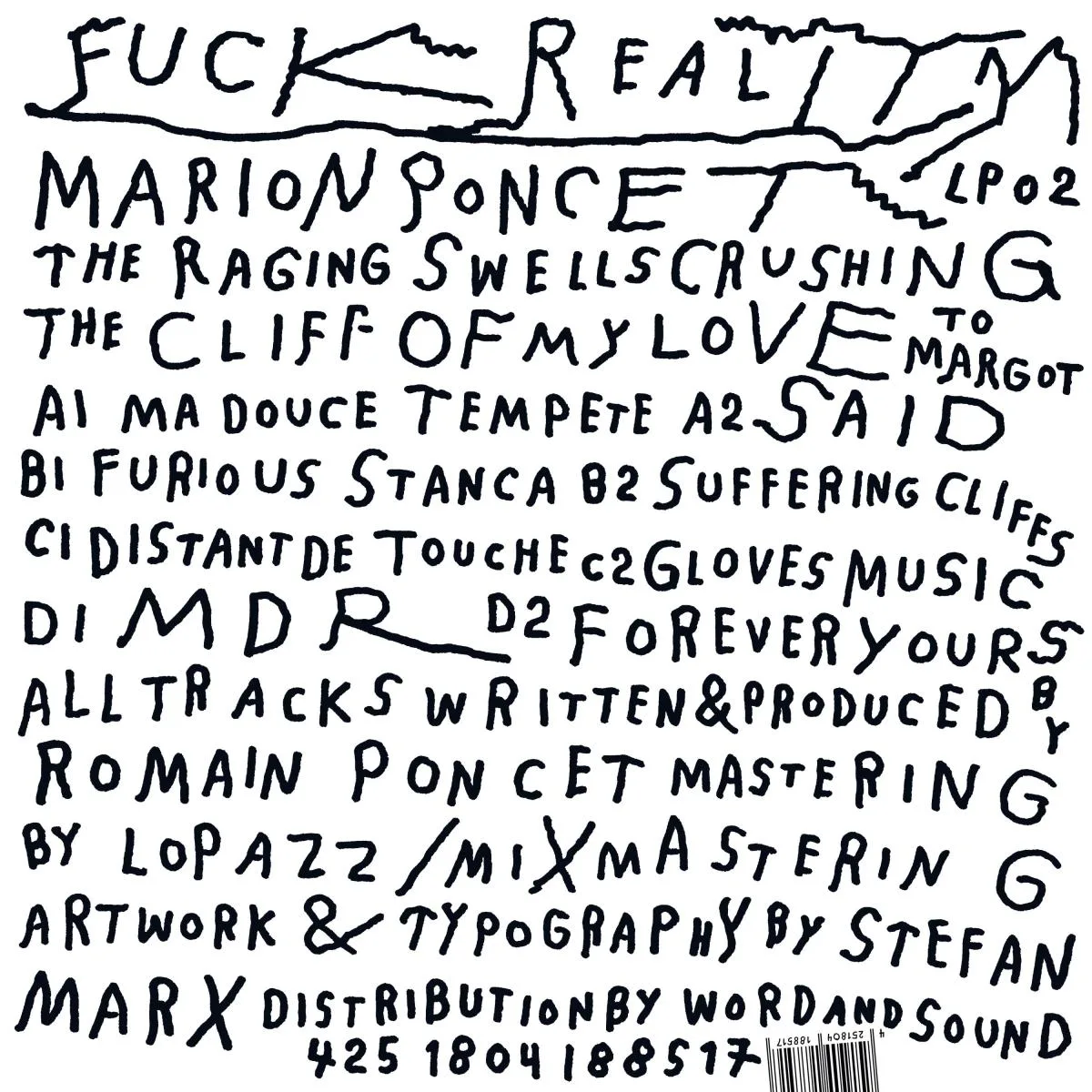 Back cover — Marion Poncet — The Raging Swells Crushing The Cliff Of My Love (LP 2x12")