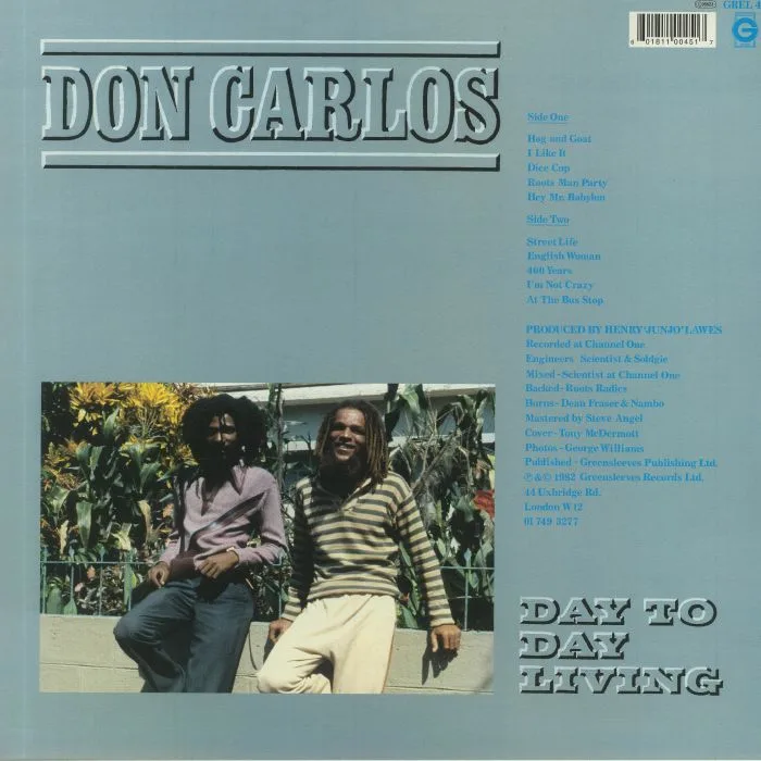 Back cover — Don CARLOS — Day To Day Living