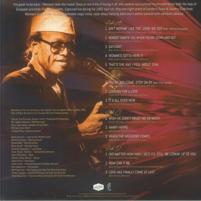 Обратная сторона обложки — Bobby WOMACK — Live In London (Record Store Day Black Friday RSD 2025)