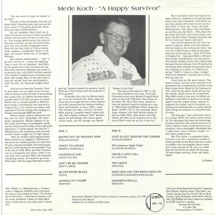 Back cover — Merle KOCH — A Happy Survivor