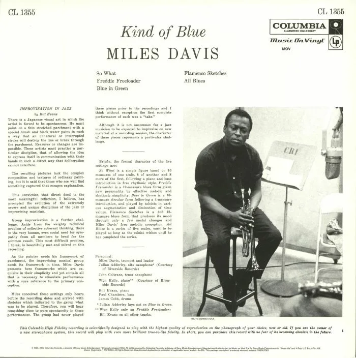 Back cover — Miles DAVIS — Kind Of Blue