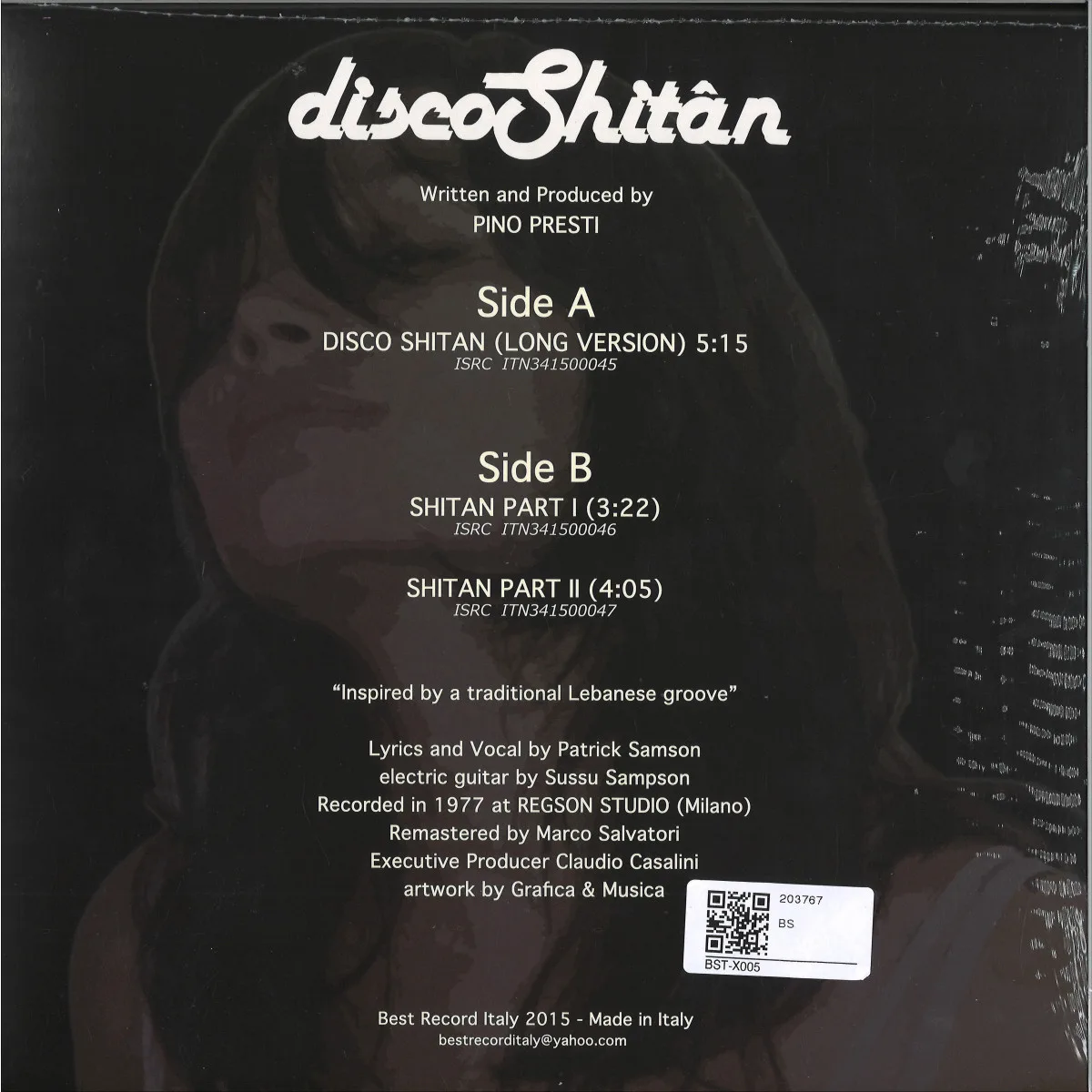 Обратная сторона обложки — Shitan — Disco Shitan EP