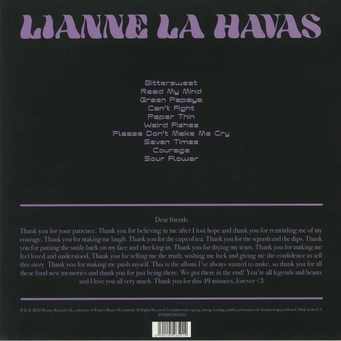 Back cover — Lianne LA HAVAS — Lianne La Havas