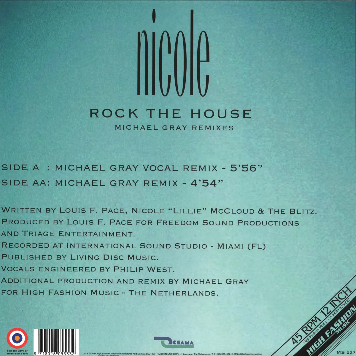 Обратная сторона обложки — NICOLE — ROCK THE HOUSE (MICHAEL GRAY REMIXES)