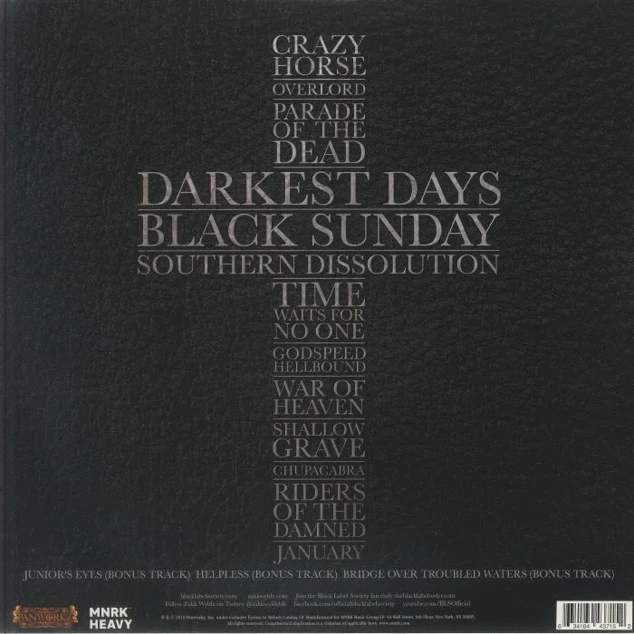 Обратная сторона обложки — BLACK LABEL SOCIETY — Order Of The Black