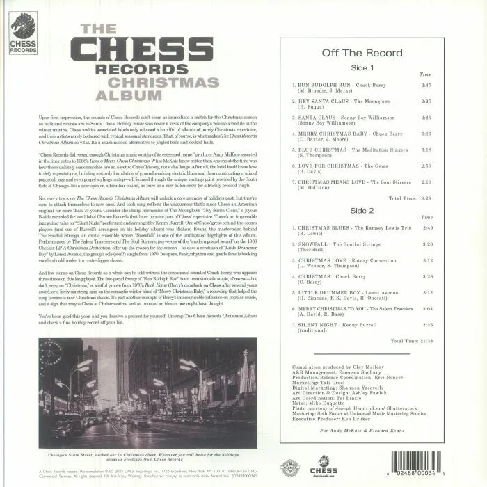 Back cover — VARIOUS — The Chess Records Christmas Album