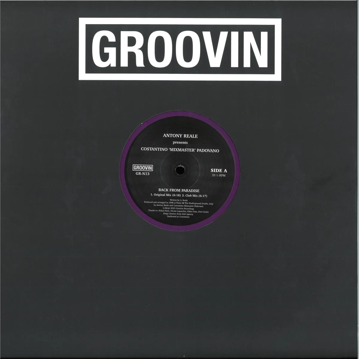 Лицевая сторона обложки — Antony Reale, Costantino "Mixmaster" Padovano — Back From Paradise