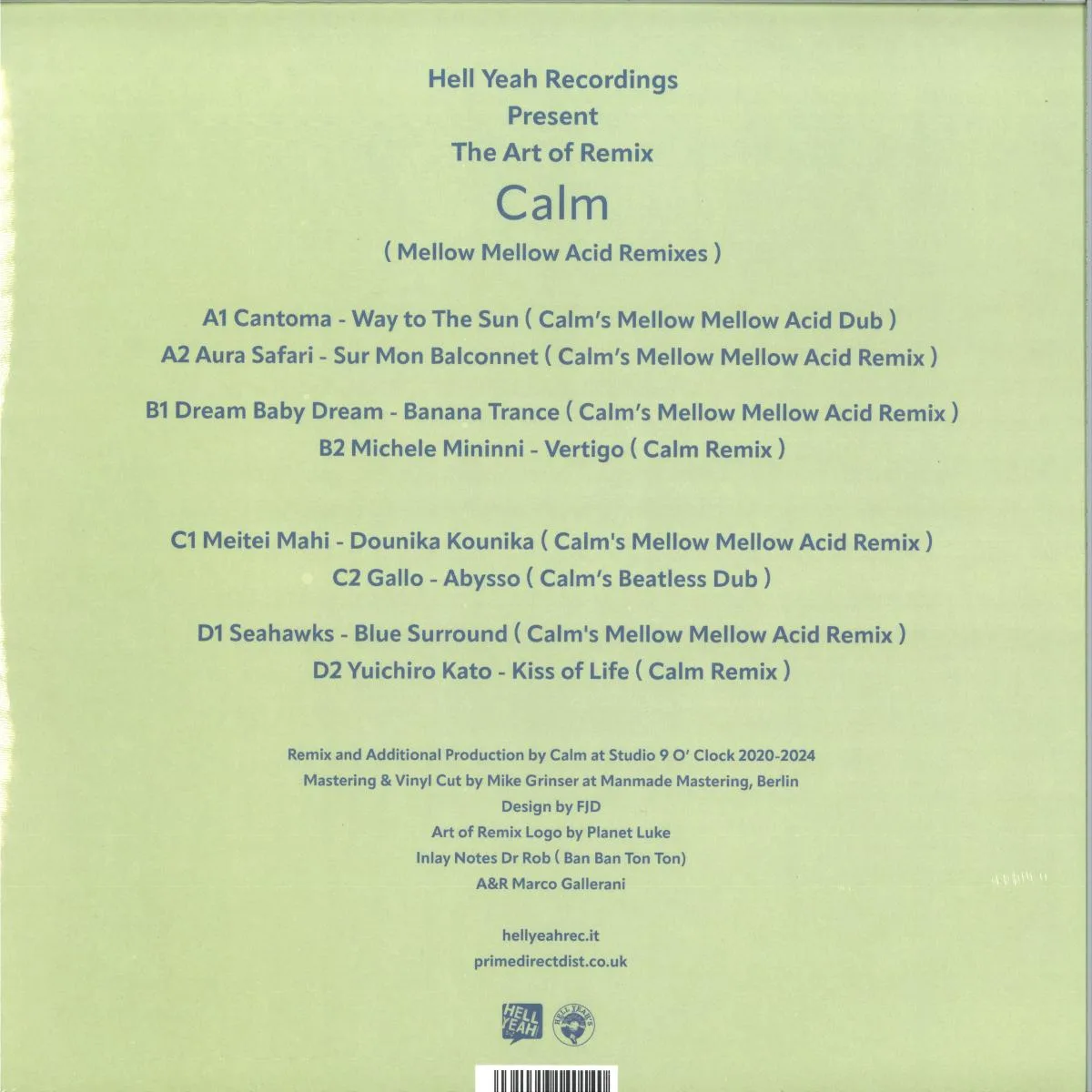 Обратная сторона обложки — Calm — The Art of Remix - Mellow Mellow Acid LP 2x12"