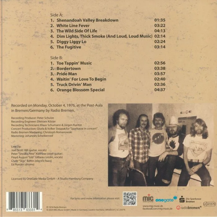 Back cover — The FLYING BURRITO BROTHERS — Live in Bremen 1976