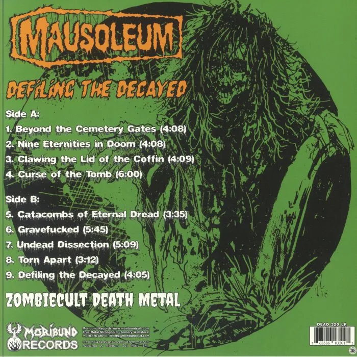 Back cover — MAUSOLEUM — Defiling The Decayed