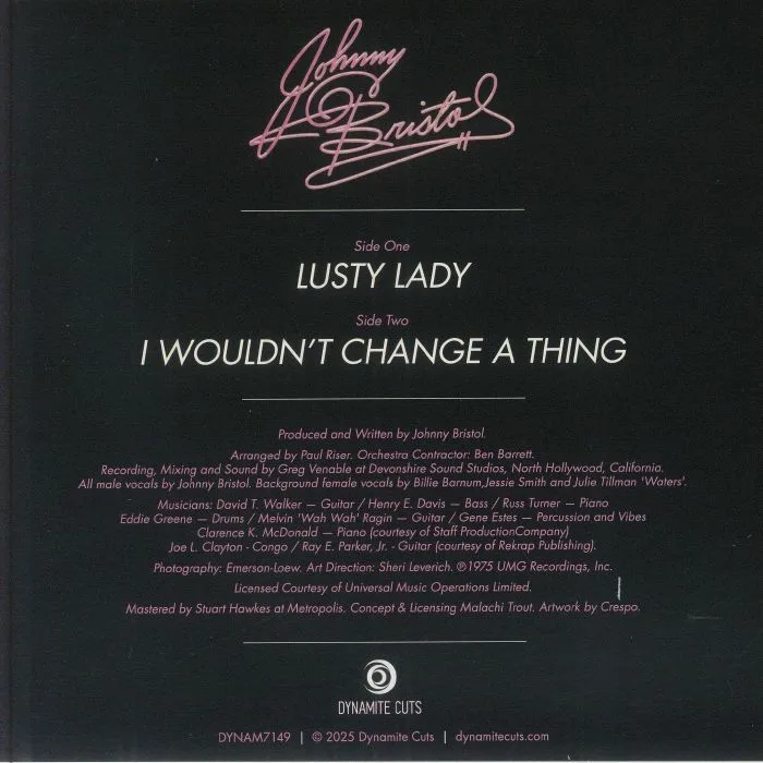 Обратная сторона обложки — Johnny BRISTOL — Lusty Lady
